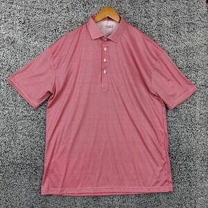 Collars & Co Polo Shirt Mens 2XL Red Houndstooth Dress Collar Performance Golf
